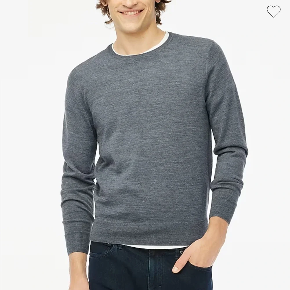 J crew heather evening storm Merino wool-blend crewneck sweater